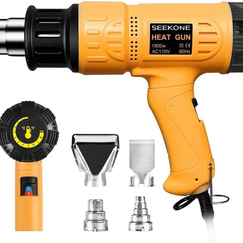 Heat Gun 1800W 122℉-1202℉（50℃- 650℃）Fast Heating Heavy Duty Hot Air Gun Kit Vari